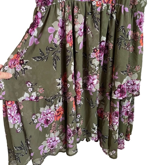 Torrid Olive Green Floral Dress - Picture 6 of 10